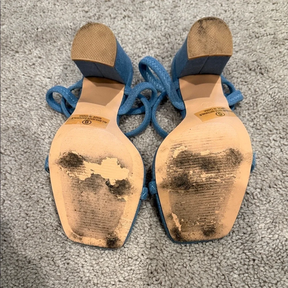 Miss Lola Denim Blue Strappy Heels